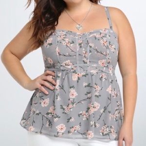 Torrid Grey Floral Babydoll Cami